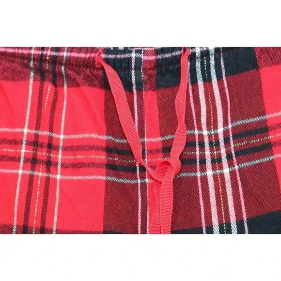 Victoria's Secret Red Plaid Pajama Pants-Size Medium-Drawstring-Pockets - Picture 3 of 7